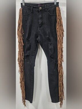 Purple Candy Fringe Distressed Womens Medium